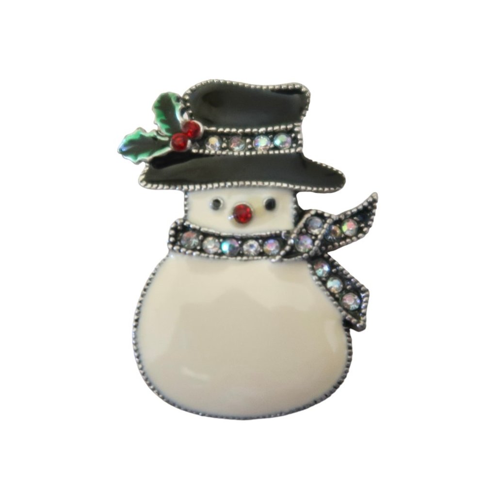 TANYA CREATIONS enamel Snowman brooch pin